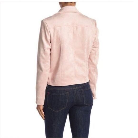 Philosophy Faux Suede Leather Moto Jacket Blush Pink Size M - Picture 2 of 12